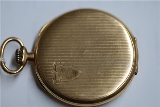 A 14ct gold International Watch Co. open face pocket keyless pocket watch,
